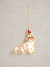 Load image into Gallery viewer, White Stuff - Santa Dog Sparkle Decoration in Natural Multi
