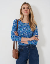 Load image into Gallery viewer, Crew Clothing - 3/4 Sleeve Printed Viscose Top - Blue Ditsy
