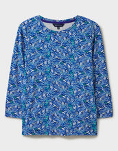 Load image into Gallery viewer, Crew Clothing - 3/4 Sleeve Printed Viscose Top - Blue Ditsy
