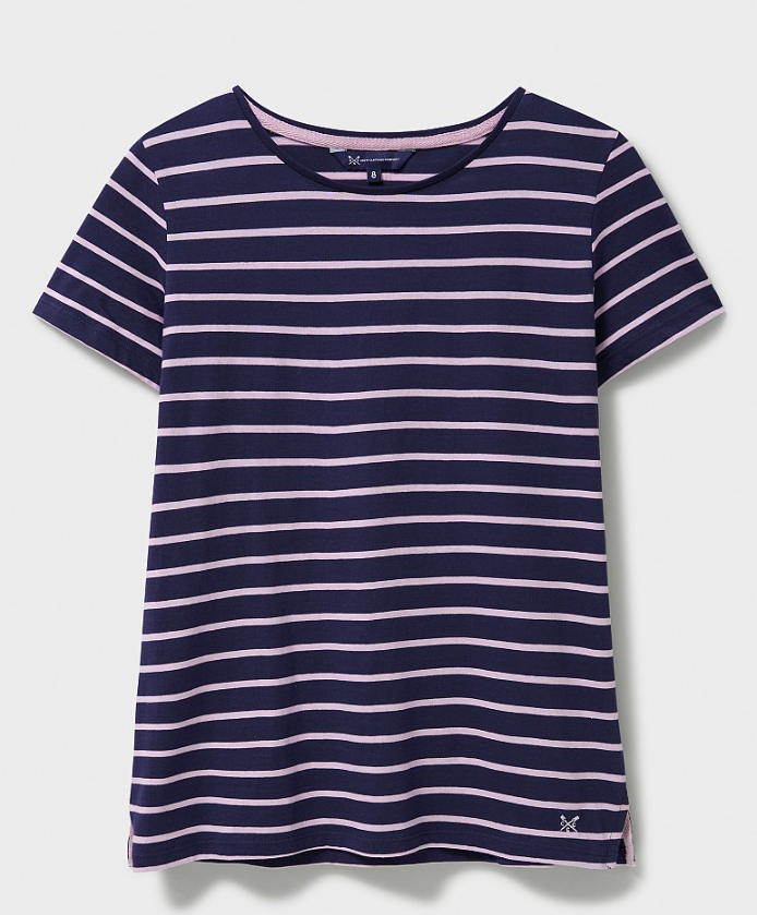 Crew Clothing - Breton Tee in Navy Pink