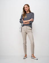 Load image into Gallery viewer, Crew Clothing - Button Shoulder Ribbed Jersey Top in Navy White
