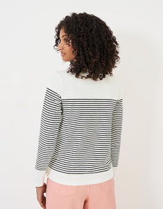 Crew Clothing - Cassandra Stripe Top With Button - White Navy