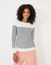 Load image into Gallery viewer, Crew Clothing - Cassandra Stripe Top With Button - White Navy
