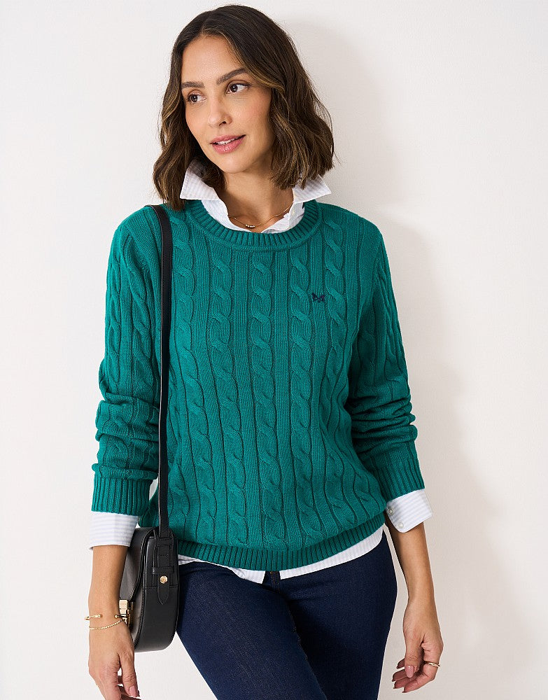 Crew Clothing - Crew Neck Chunky Heritage Cable Jumper in Shaded Spruce