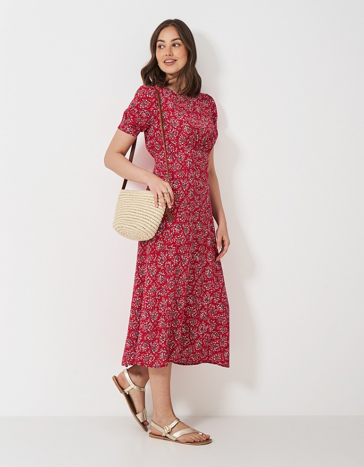 Crew Clothing Ella Tea Dress in Ditsy Floral Red – Milners of