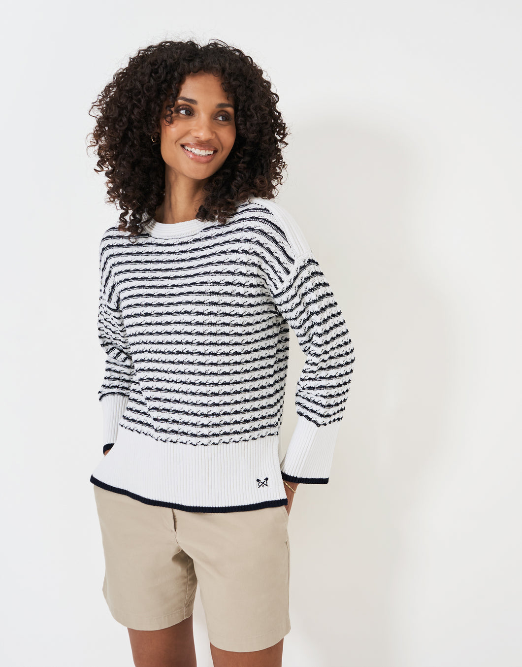 Crew Clothing - Emily Easy Sweater - White Navy