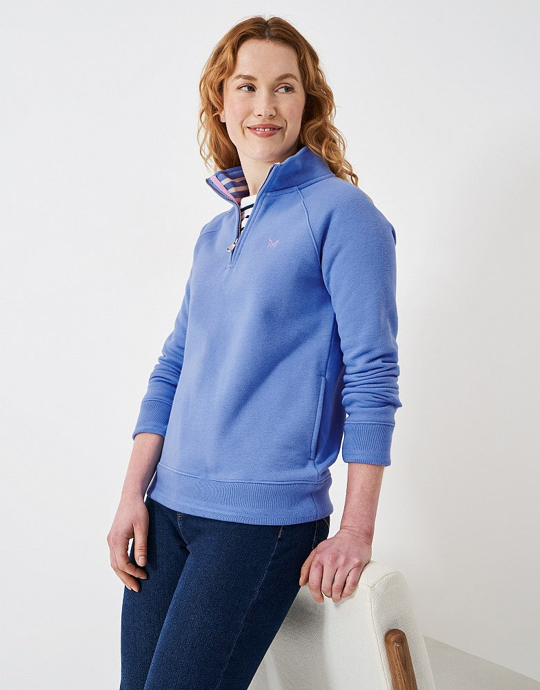 Crew Clothing - Half Zip Sweatshirt in Cornflower Blue