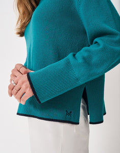 Crew Clothing - Harmony Saddle Shoulder Funnel Neck Jumper in Blue