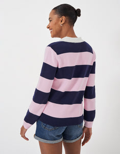 Crew Clothing - Knitted Rugby Shirt - Pink Navy