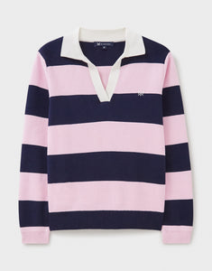 Crew Clothing - Knitted Rugby Shirt - Pink Navy