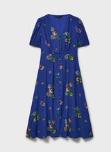 Load image into Gallery viewer, Crew Clothing - Lola Tie Back Tea Dress in Blue Folk
