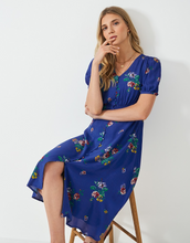 Load image into Gallery viewer, Crew Clothing - Lola Tie Back Tea Dress in Blue Folk
