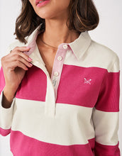Load image into Gallery viewer, Crew Clothing - Longsleeve Stripe Rugby Shirt in White Carmine
