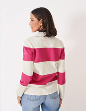 Load image into Gallery viewer, Crew Clothing - Longsleeve Stripe Rugby Shirt in White Carmine

