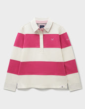 Load image into Gallery viewer, Crew Clothing - Longsleeve Stripe Rugby Shirt in White Carmine
