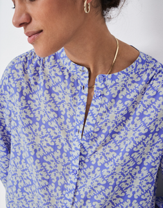 Crew Clothing - Lyla Blouse in Blue Tile Print