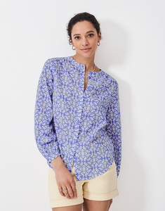 Crew Clothing - Lyla Blouse in Blue Tile Print