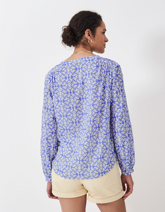 Crew Clothing - Lyla Blouse in Blue Tile Print