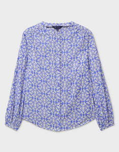 Crew Clothing - Lyla Blouse in Blue Tile Print