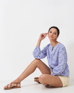 Crew Clothing - Lyla Blouse in Blue Tile Print