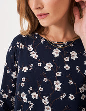 Load image into Gallery viewer, Crew Clothing - Printed Long Sleeve Top in Navy Cherry Blossom
