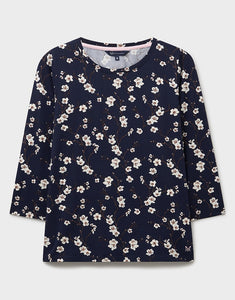 Crew Clothing - Printed Long Sleeve Top in Navy Cherry Blossom