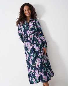 Crew Clothing - Sienna Shirt Dress in Navy Painted Cluster Floral