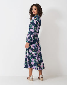 Crew Clothing - Sienna Shirt Dress in Navy Painted Cluster Floral