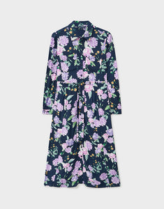 Crew Clothing - Sienna Shirt Dress in Navy Painted Cluster Floral