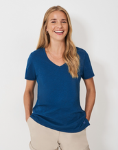 Load image into Gallery viewer, Crew Clothing - Slub V Neck T-Shirt in Moroccan Blue
