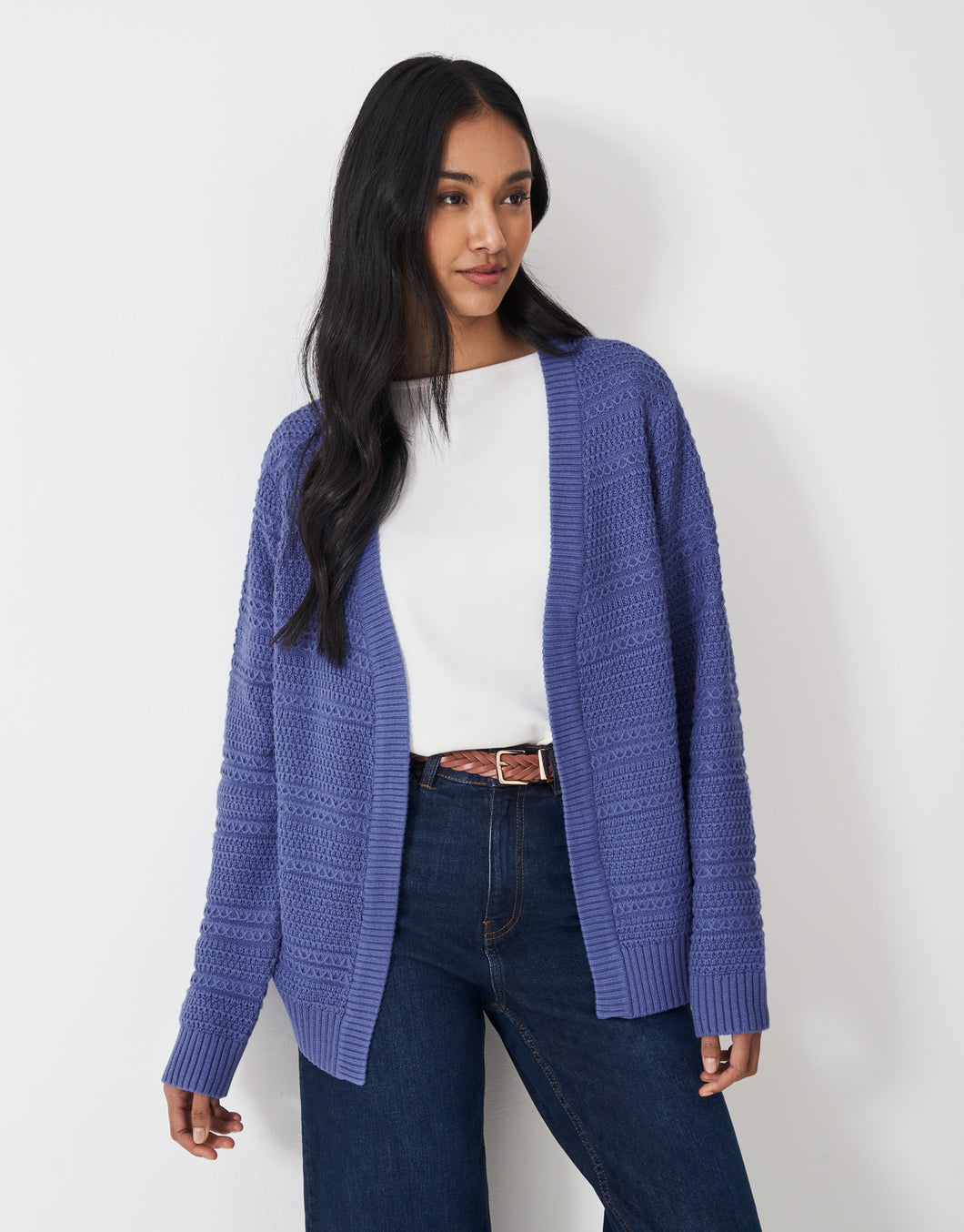 Crew Clothing - Stitch Detail Tali Cardigan in Dutch Blue