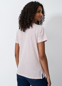 Crew Clothing - Stripe Crew Neck Slub T-Shirt in White Orchid