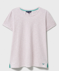 Crew Clothing - Stripe Crew Neck Slub T-Shirt in White Orchid