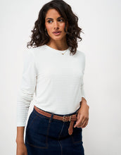 Load image into Gallery viewer, Crew Clothing - Textured Stripe Long Sleeve Top in White
