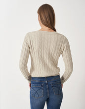 Load image into Gallery viewer, Crew Clothing - V Neck Chunky Heritage Cable Jumper in Oatmeal
