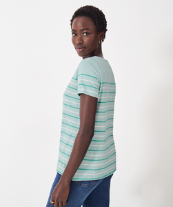 Crew Clothing - Breton Tee in Blue Waterfall/White