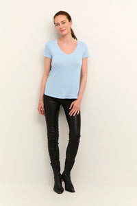 Culture - Poppy V Neck T-Shirt - Cashmere Blue