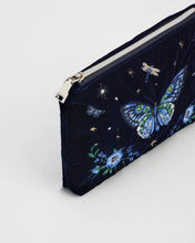 Load image into Gallery viewer, Fable - Butterfly Embroidered Velvet Pouch in Navy
