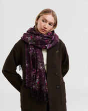 Load image into Gallery viewer, Fable - Eve Floral Long Fringed Scarf in Burgundy
