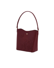 Load image into Gallery viewer, Fable - Floral Applique Margot Bucket Bag in Burgundy

