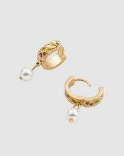 Load image into Gallery viewer, Fable - Gold Blackberry Bramble Pearl Drop Huggie Earrings
