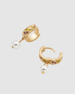 Fable - Gold Blackberry Bramble Pearl Drop Huggie Earrings