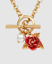Load image into Gallery viewer, Fable - Gold English Rose Pearl Toggle Necklace
