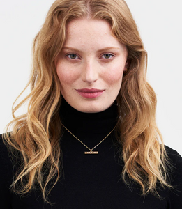 Fable - Gold Folksy Floral T-Bar Necklace