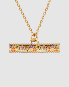 Fable - Gold Folksy Floral T-Bar Necklace