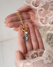 Load image into Gallery viewer, Fable - Gold Pansy Pearl Toggle Necklace
