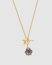 Load image into Gallery viewer, Fable - Gold Pansy Pearl Toggle Necklace
