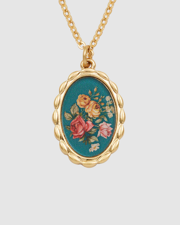 Fable - Gold Vintage Framed Roses Necklace