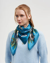 Load image into Gallery viewer, Fable - Midnight Garden Square Scarf in Teal
