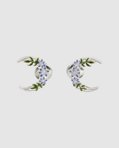 Fable - Silver Nightshade Moon Stud Earrings